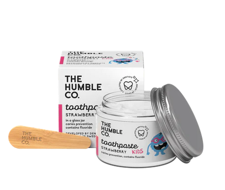 Tandpasta Aardbei Kids met fluoride in potje - Humble Co.