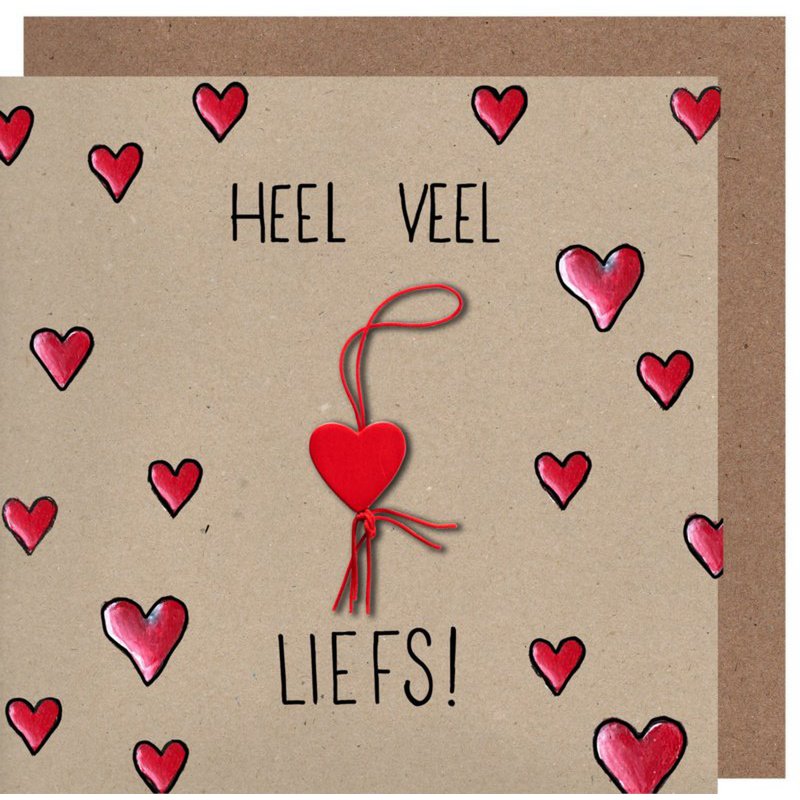 Kaart “Heel veel liefs” met hart hangertje – Sidedish
