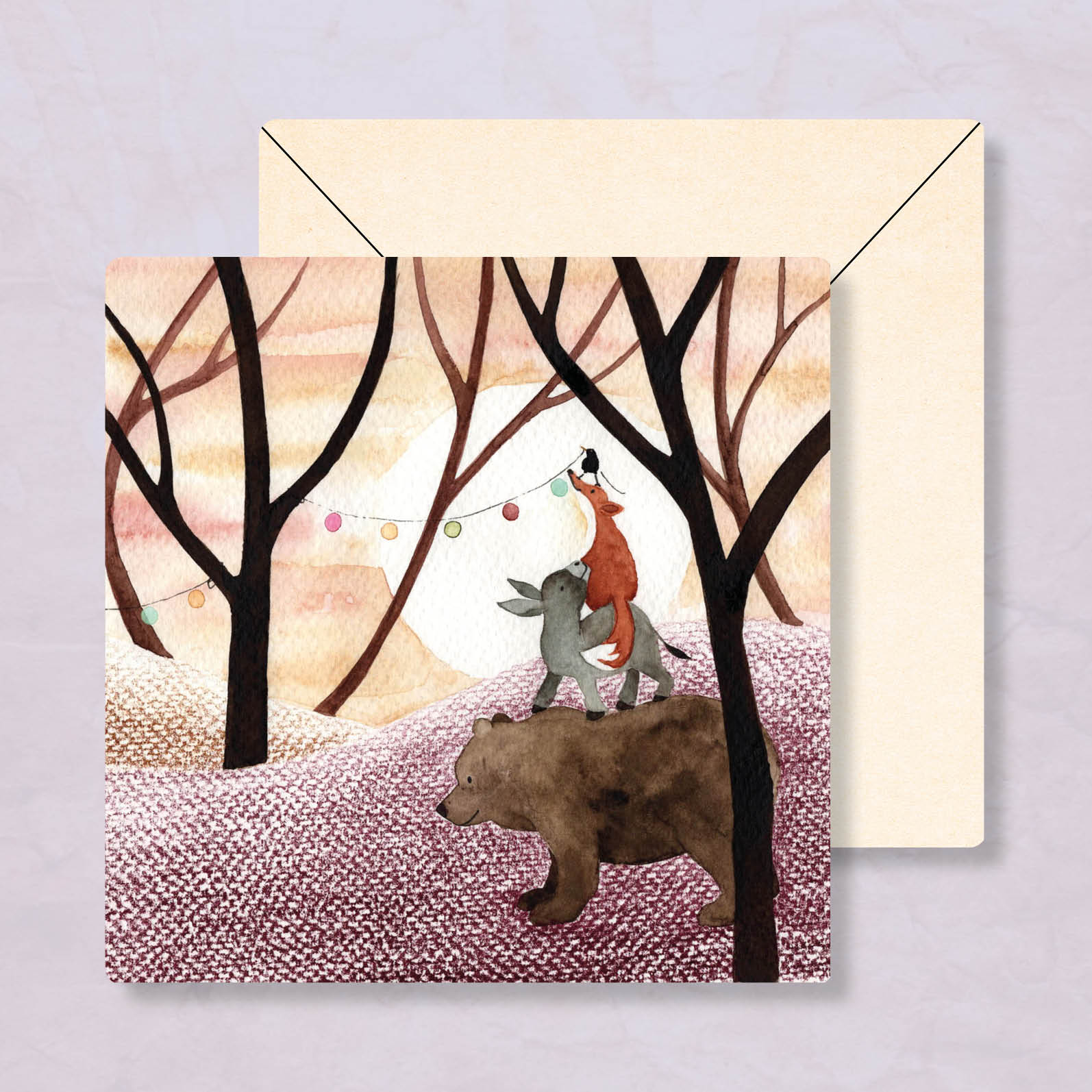 Lizzy Wenskaart Slingers in het bos – Zintenz Organic Cards