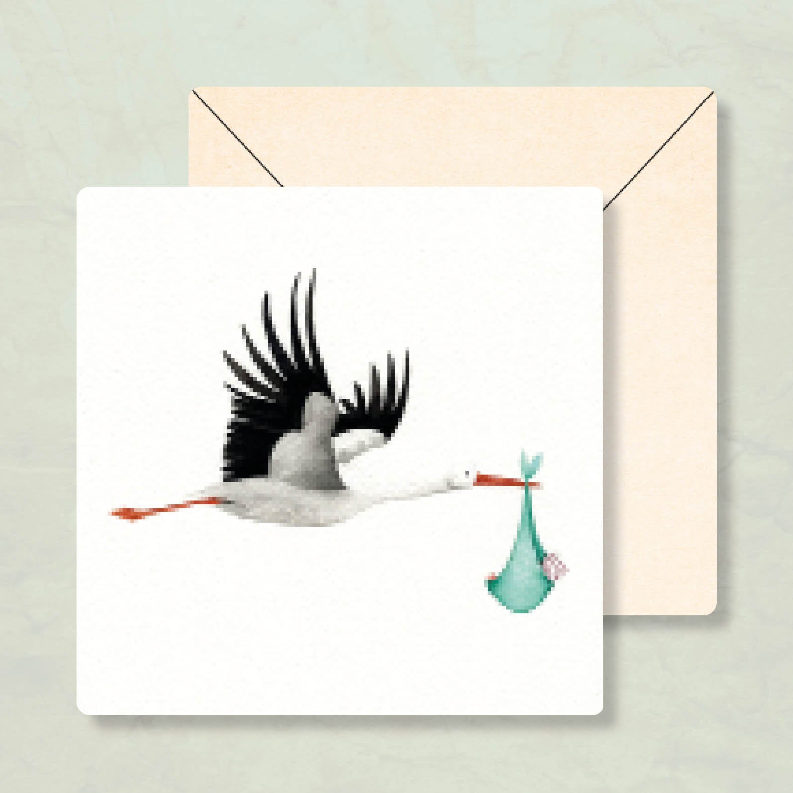 Lizzy Wenskaart Ooievaar – Zintenz Organic Cards