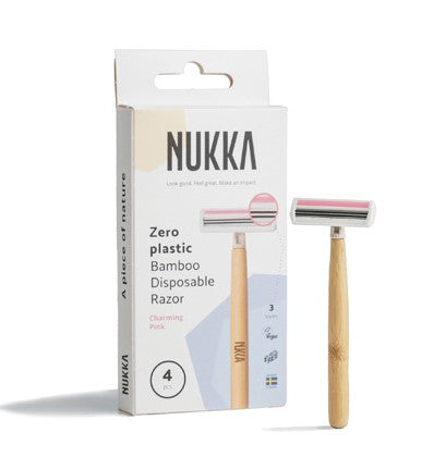 Bamboe scheermesjes roze 3 mesjes – 4-pack - Nukka