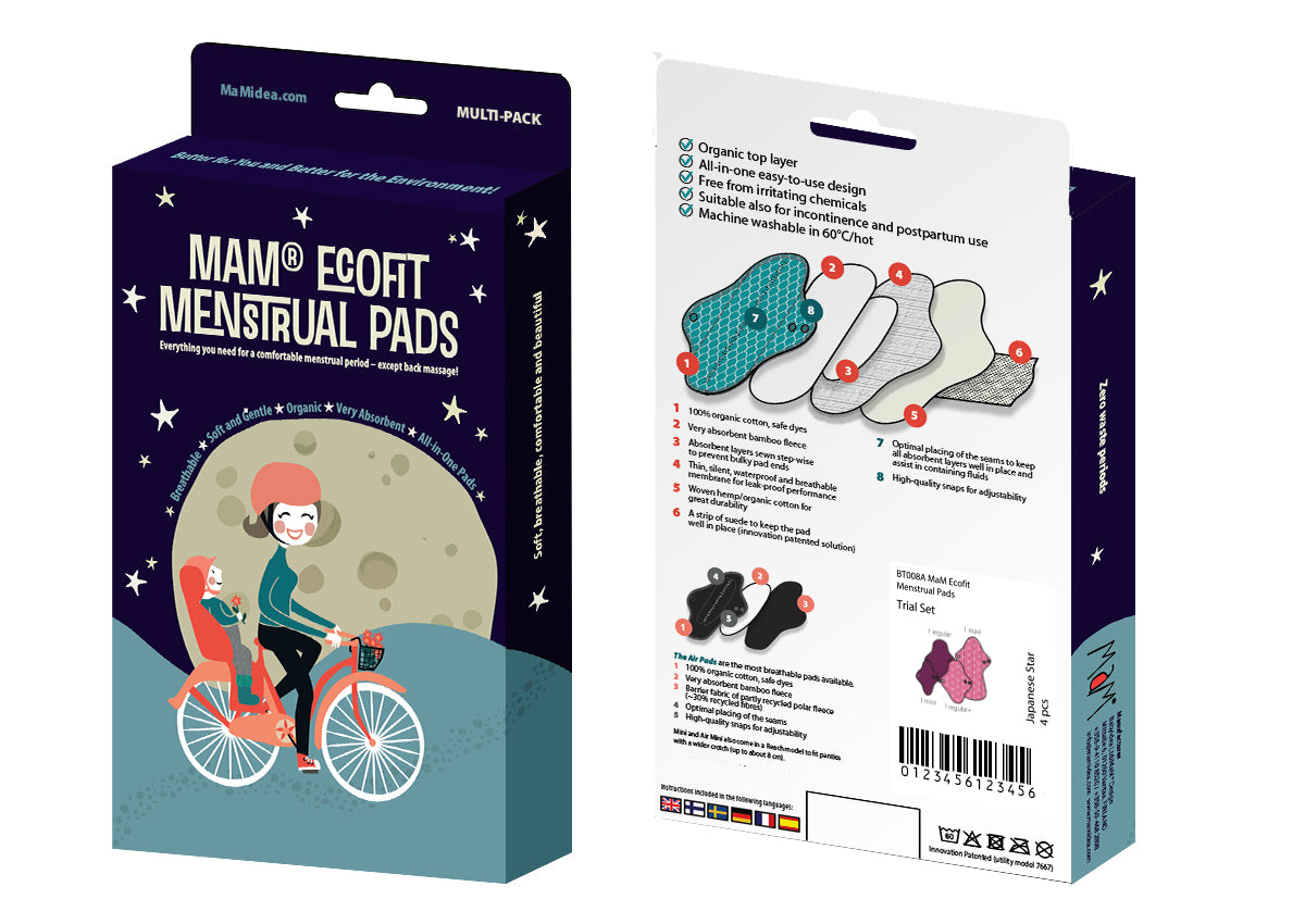 MaM Ecofit Mini Reach Menstrual Pads Japanese Star – MaMidea (ManyMonths)
