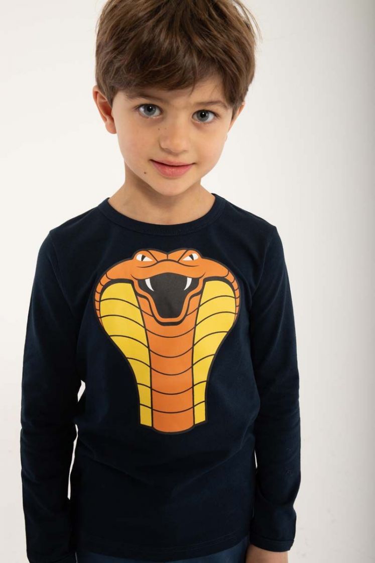 Longsleeve Roar T Grey Navy KOBRA - Danefae / Dyr