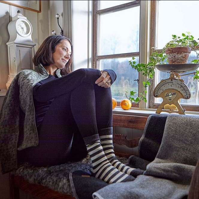 Thin Wool Sock Stripe (90 % merinowol) grey – Ivanhoe of Sweden