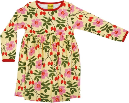 Jurk / Long Sleeve Dress Gathered Rosehip Yellow - Duns Sweden