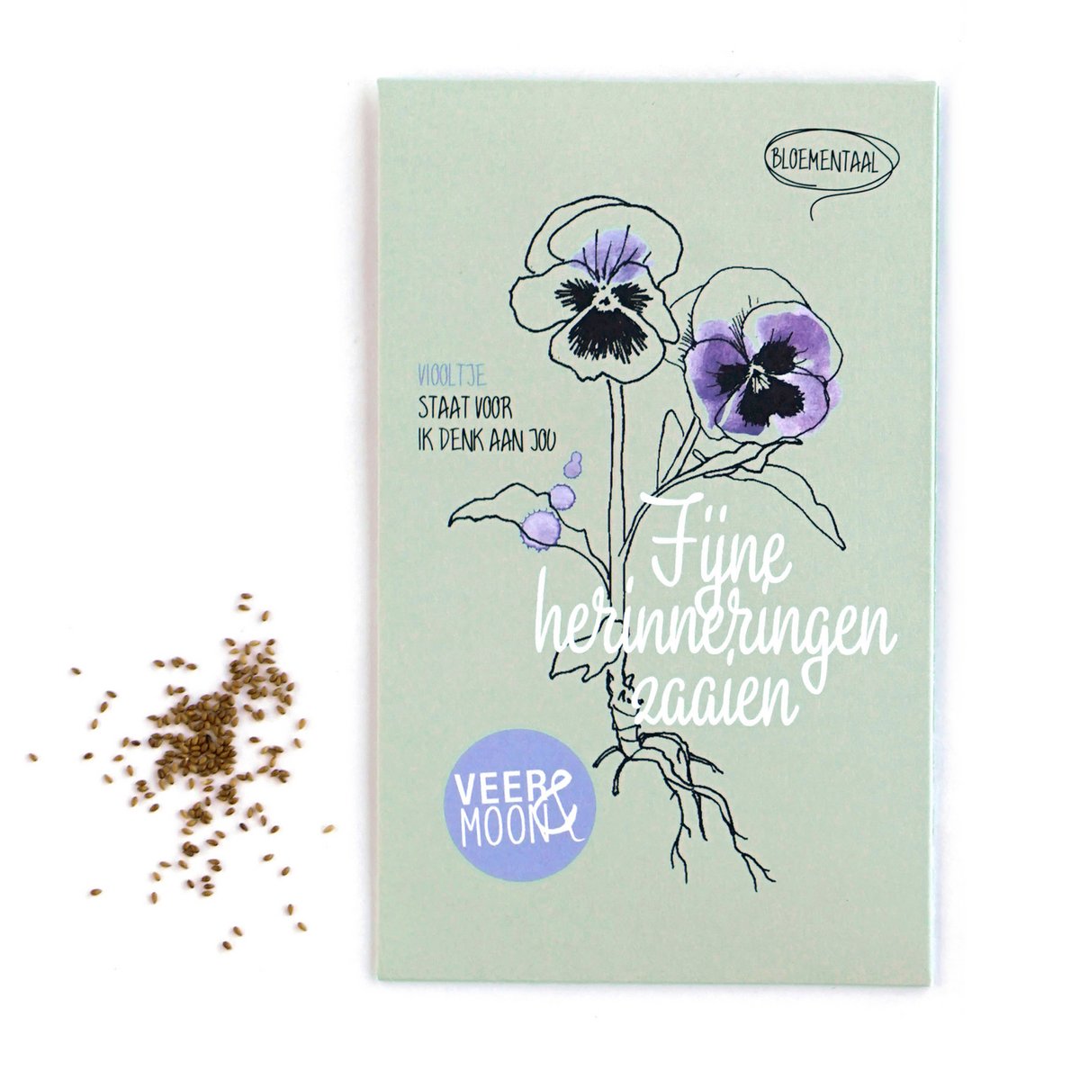 Bloemenzaden 'Fijne herinneringen zaaien' met paarse viooltjes - Veer&Moon