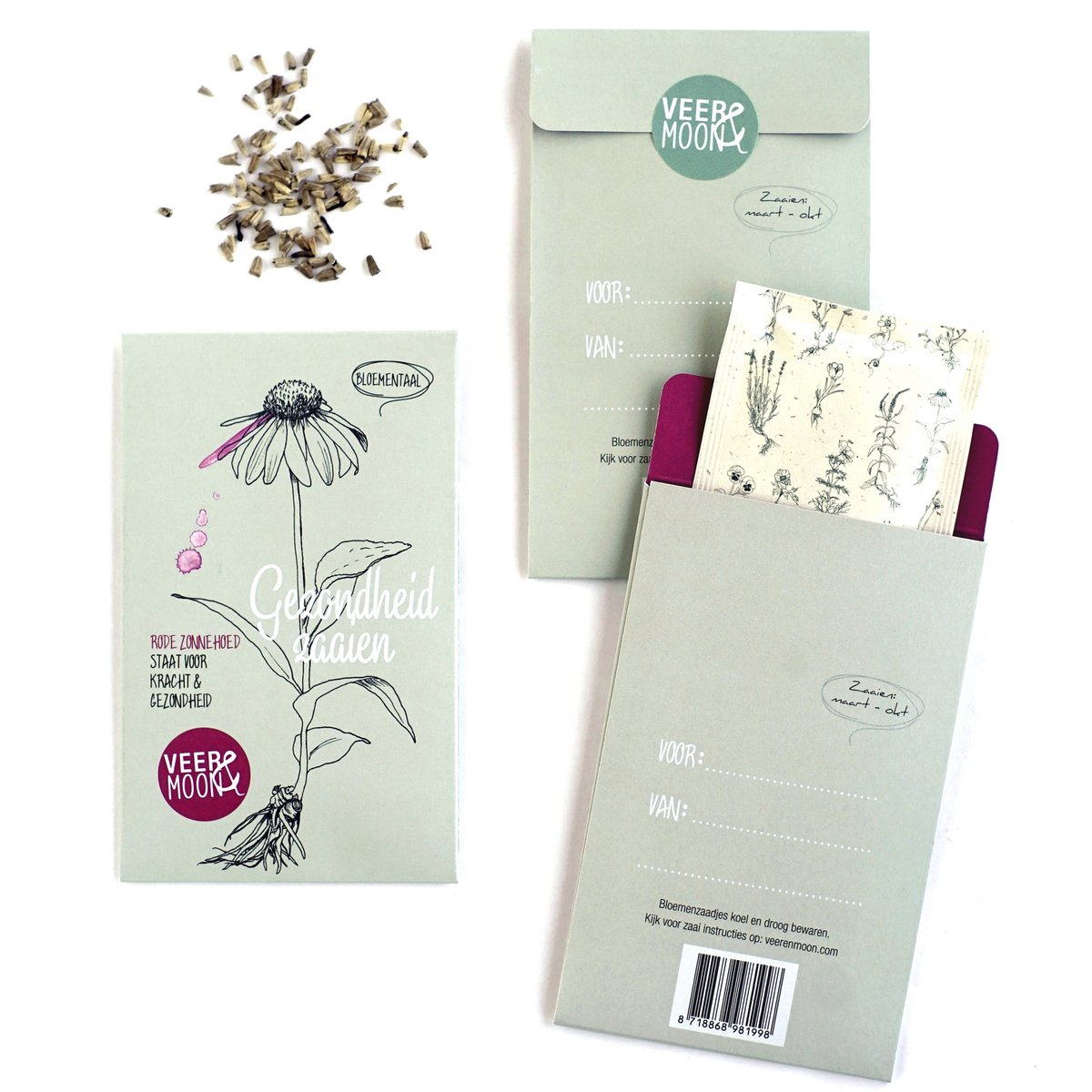 Bloemenzaden 'Gezondheid zaaien' met rode zonnehoed - Veer&Moon