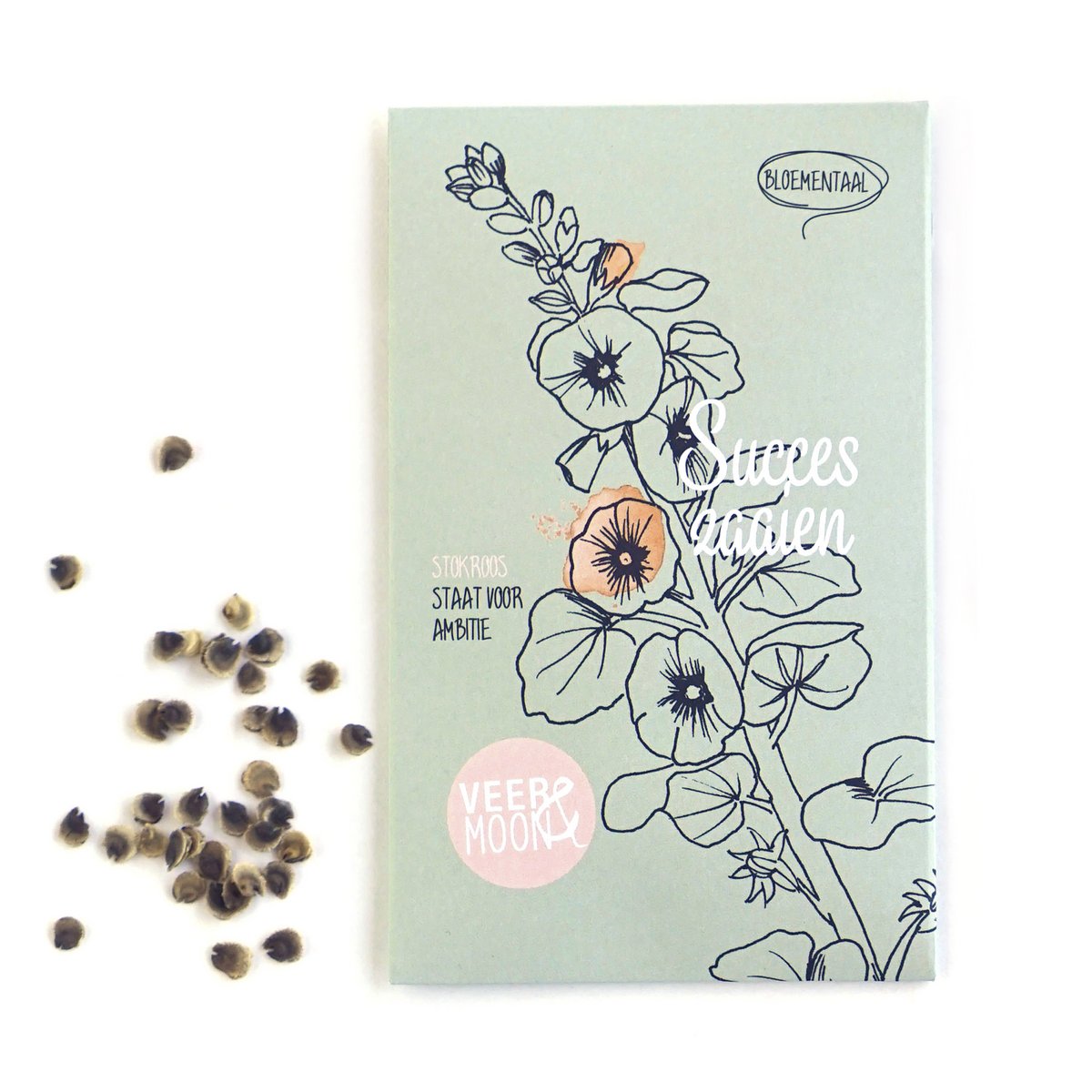 Bloemenzaden 'Succes zaaien' met champagne-kleurige stokroos - Veer&Moon