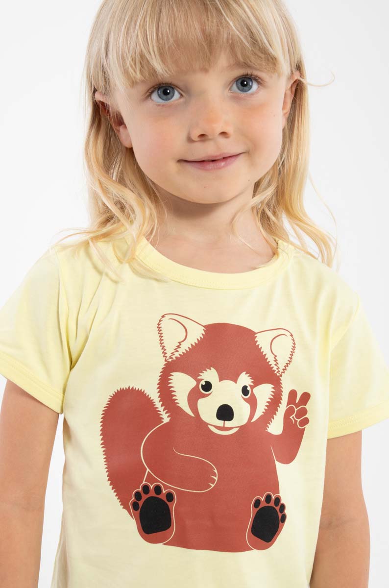 T-shirt Dyrhide T Palstel Yellow PEACE ROED PANDA - Danefae / Dyr