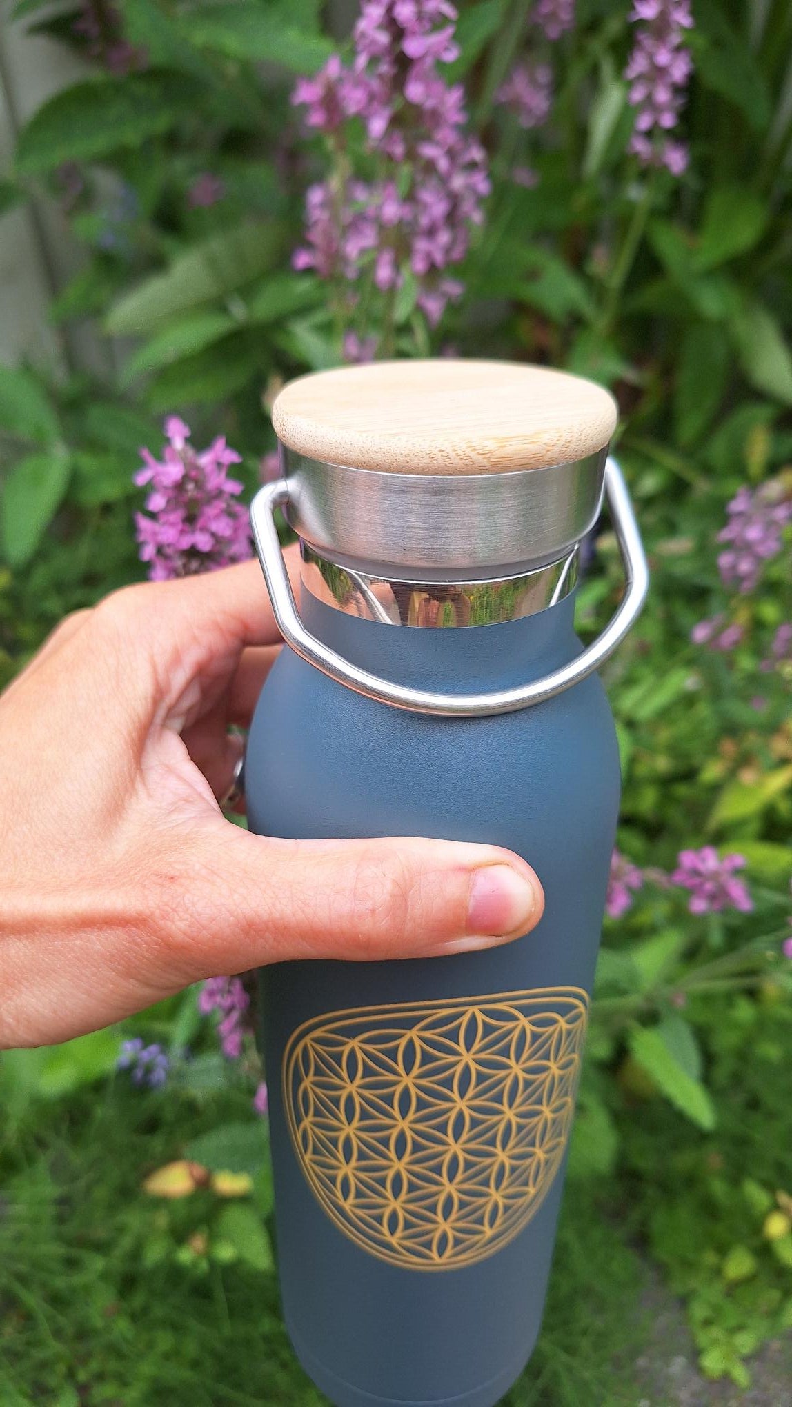 Bodhi Thermosfles "Flower of Life" Antraciet 600 ml - Bodynova