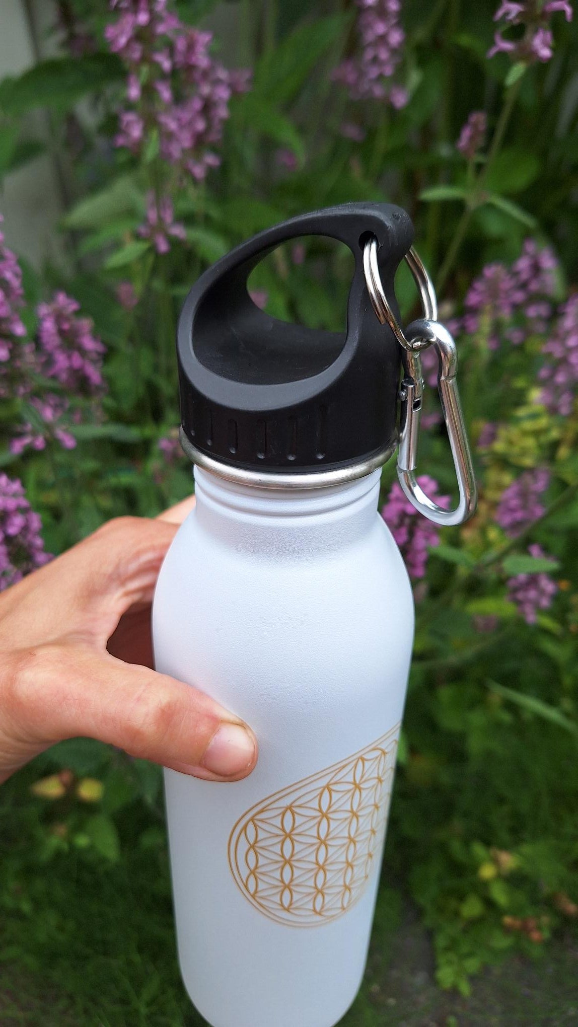 Bodhi Drinkfles RVS "Flower of Life" White 700 ml - Bodynova