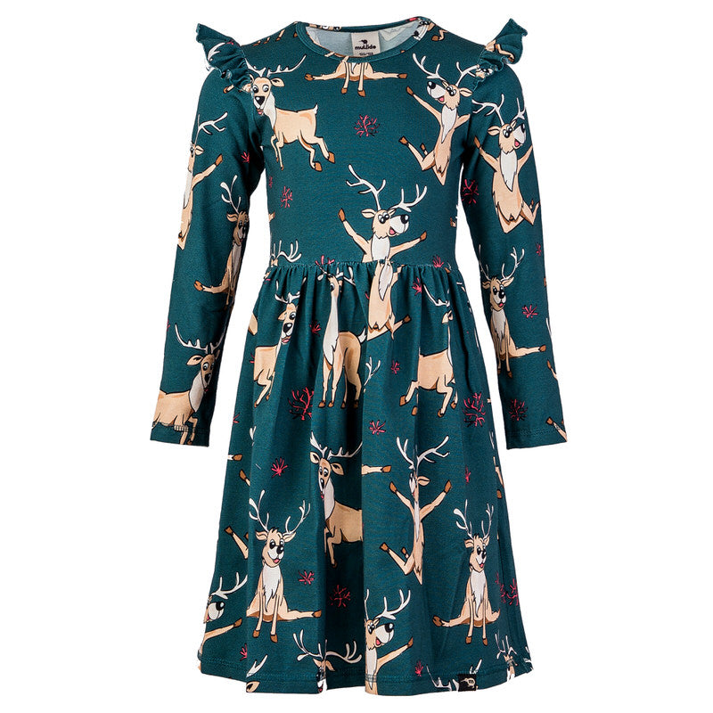 Jurk / Dress Reindeer Green - Mullido