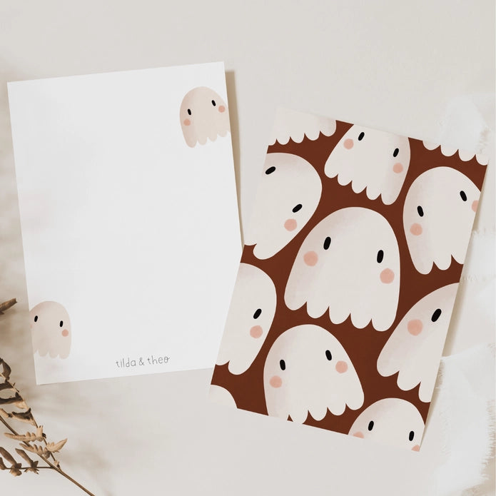 Ansichtkaart Halloween Spook – Tilda & Theo