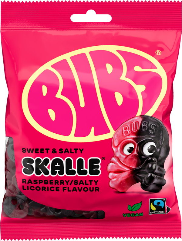 Skalle Hallon & Lakrits (Vegan & Glutenvrij) 90 of 190 gram – Bubs