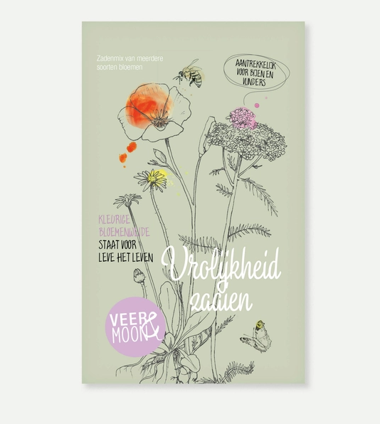 Bloemenzaden 'Vrolijkheid zaaien' met kleurige bloemenwijde - Veer&Moon
