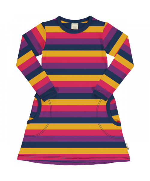 Jurk / Dress LS Stripes Purple - Maxomorra
