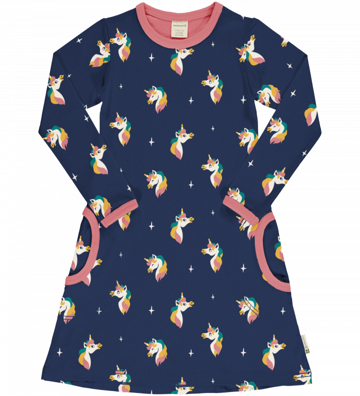 Jurk / Dress LS Unicorn Blue - Maxomorra