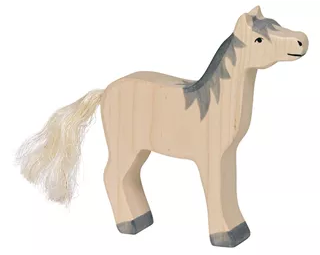 Houten Paard hoofd omhoog grijze manen 13 cm (80360) - Holztiger