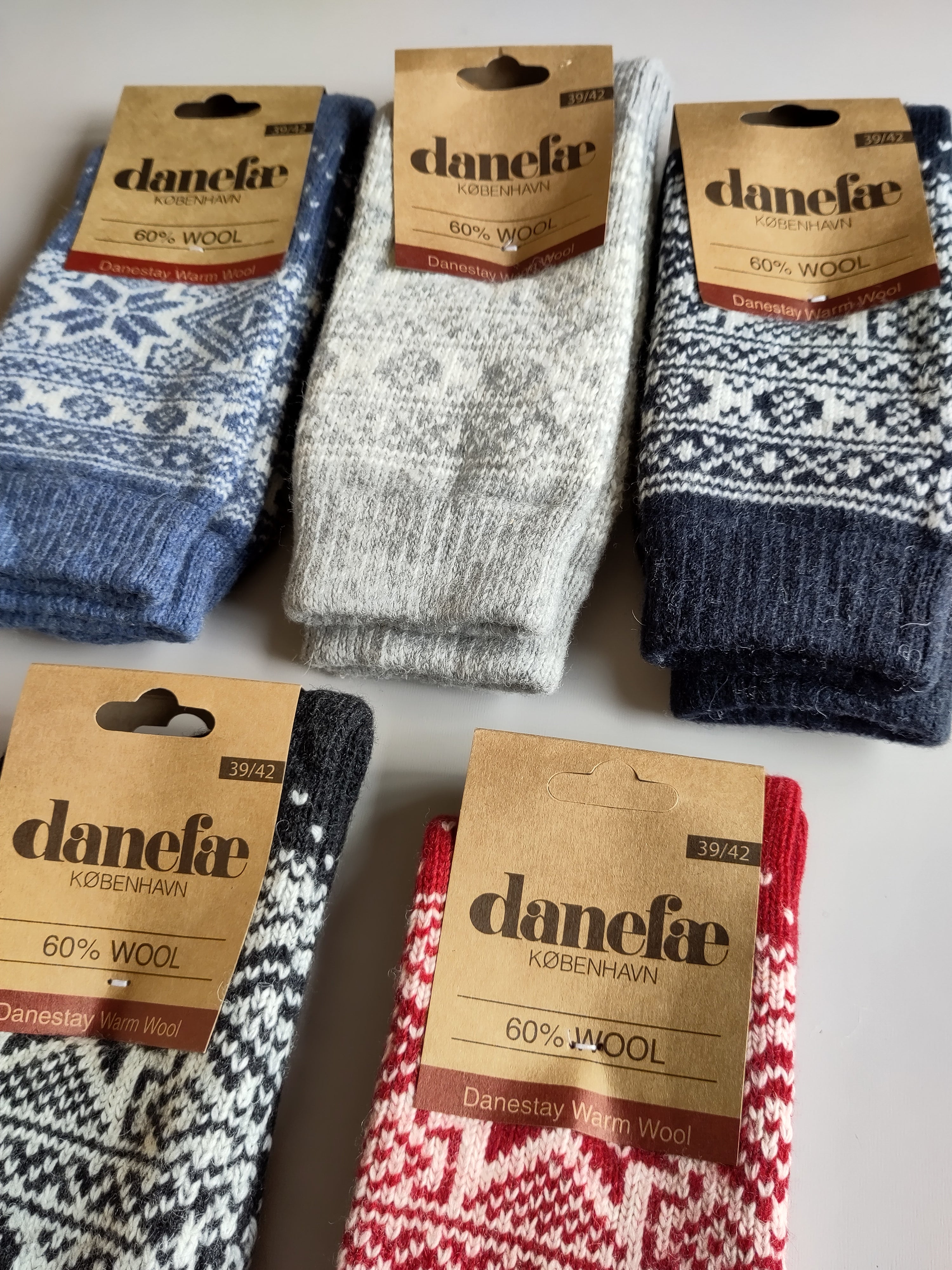 Wollen sokken / Danestay Warm Wool Socks Red/White - Danefae / Dyr