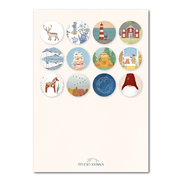 Geïllustreerde Zweden muurkalender 2027 - Studio Kvinna