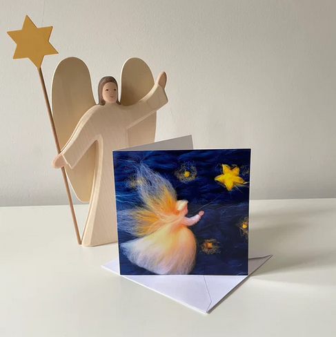 Kerstkaart Engel met ster – Het Wol Feetje
