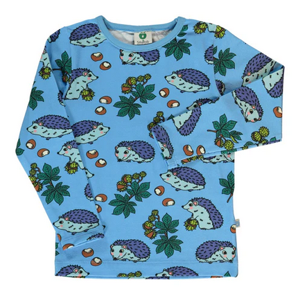 Longsleeve with hedgehogs Blue - Småfolk