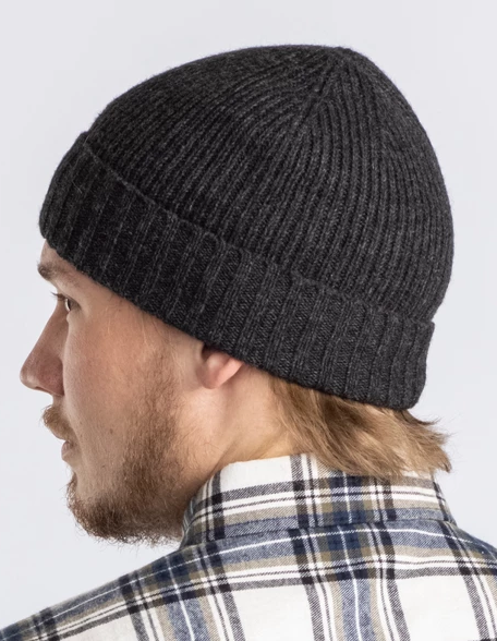 Muts / Knitted Wool Hat with fleece lining - Grey - Pinewood