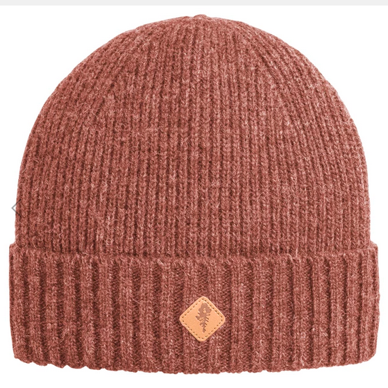 Muts / Knitted Wool Hat with fleece lining - Rust - Pinewood