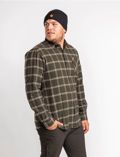 Blouse / Värnamo Flannel Shirt – Men - Dark Green - Pinewood