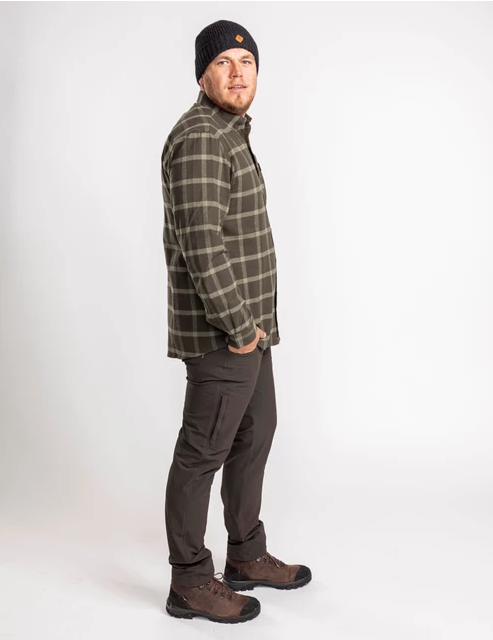 Blouse / Värnamo Flannel Shirt – Men - Dark Green - Pinewood