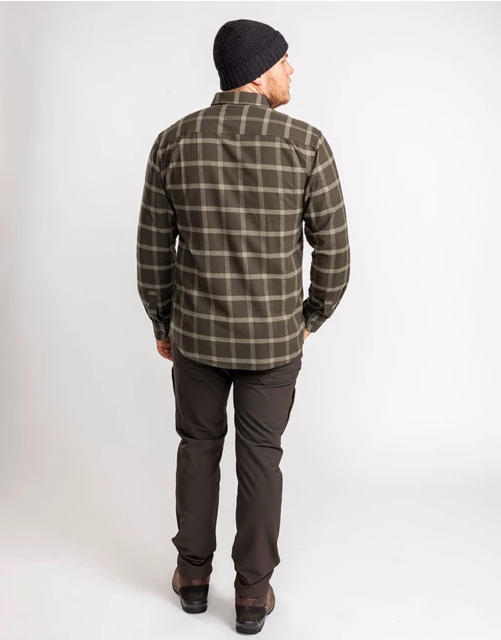 Blouse / Värnamo Flannel Shirt – Men - Dark Green - Pinewood