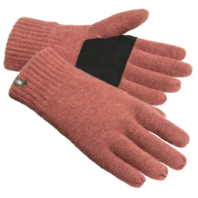 Handschoenen / Knitted Wool 5-Finger Glove with fleece lining - Rust - Pinewood