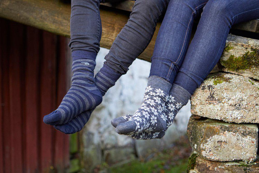 Wool Sock Snowflake (90 % merinowol) grey – Ivanhoe of Sweden