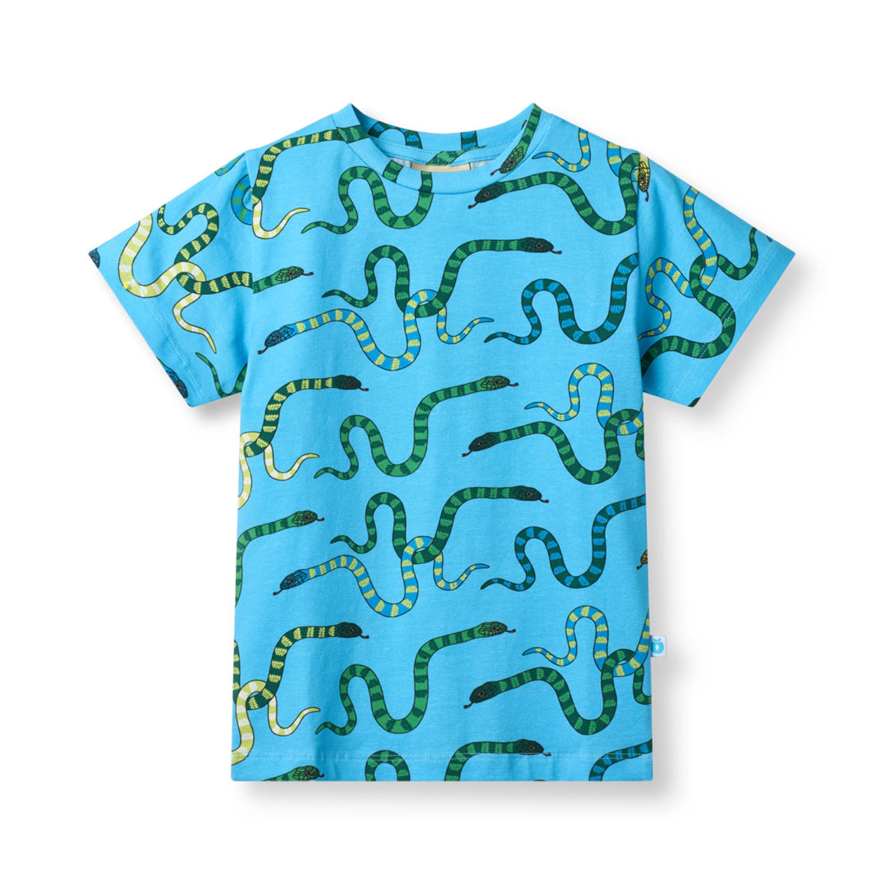 Småfolk T-shirt met slangen print in het blauw biologisch katoen kind