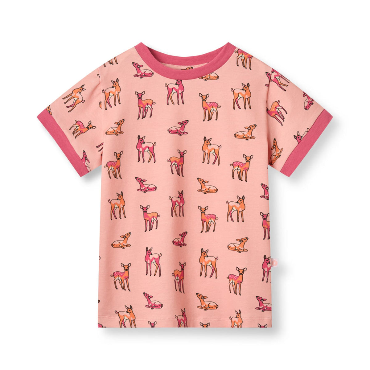 Kind T-shirt met schattige hertjes van Smafolk in het roze van biologisch katoen