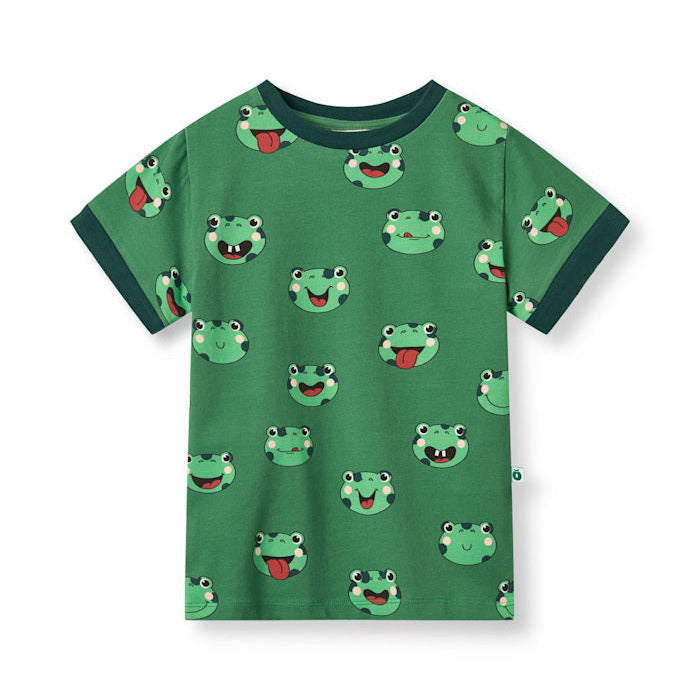 Kind T-shirt met vrolijke kikkers van Smafolk in het roze van biologisch katoen
