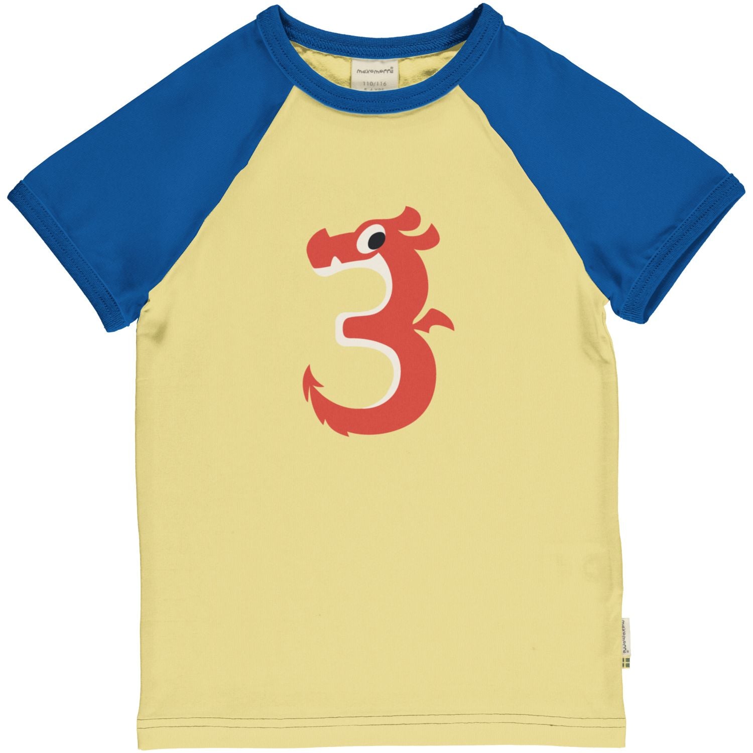 Maxomorra T-shirt jongen met cijfer 3 in dierenprint van biologisch katoen