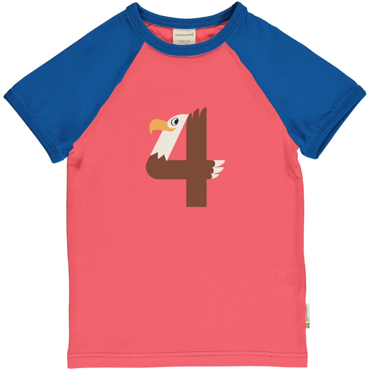 Maxomorra T-shirt jongen met cijfer 4 in dierenprint van biologisch katoen