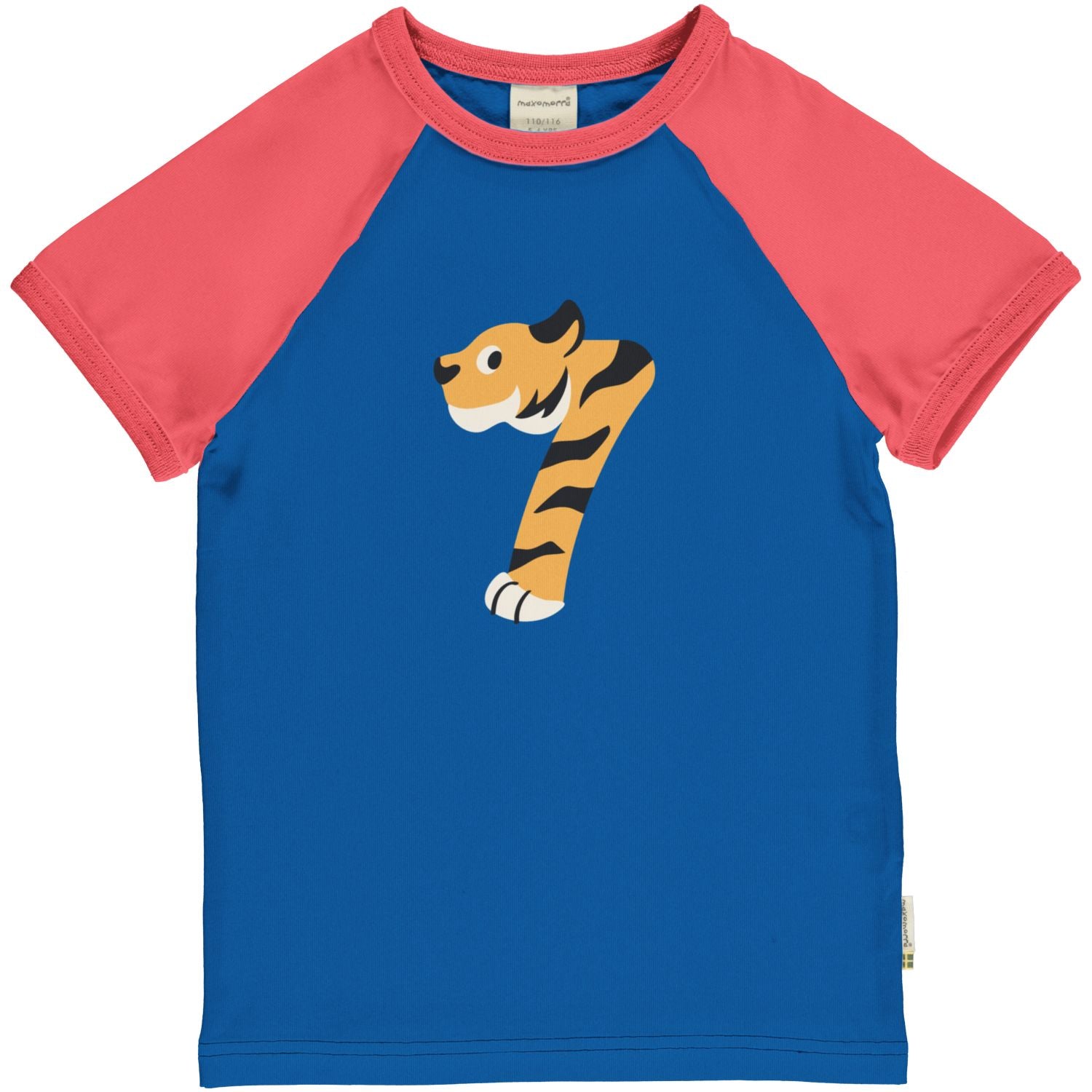 Maxomorra T-shirt jongen met cijfer 7 in dierenprint van biologisch katoen