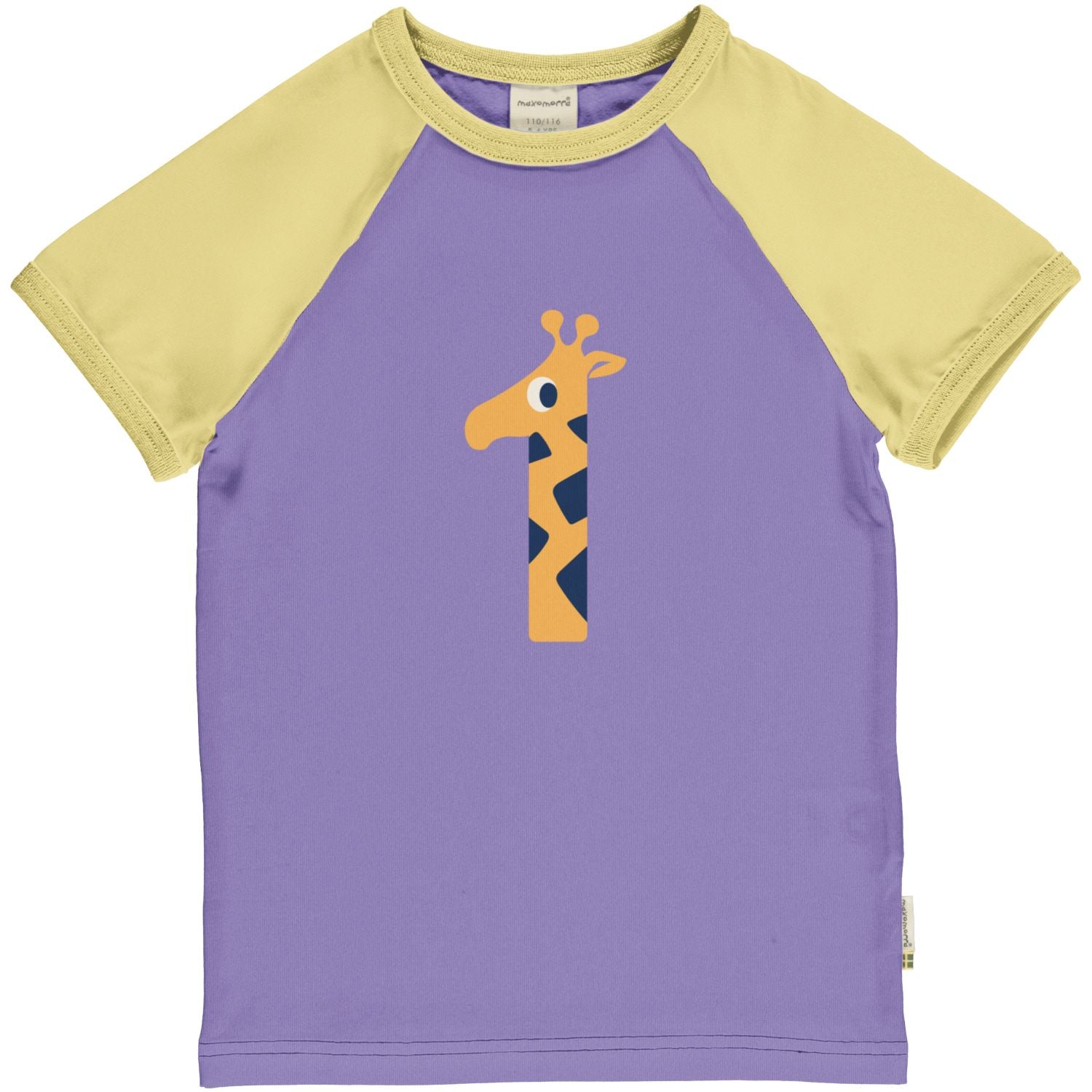 Maxomorra T-shirt meisje met cijfer 1 in dierenprint van biologisch katoen