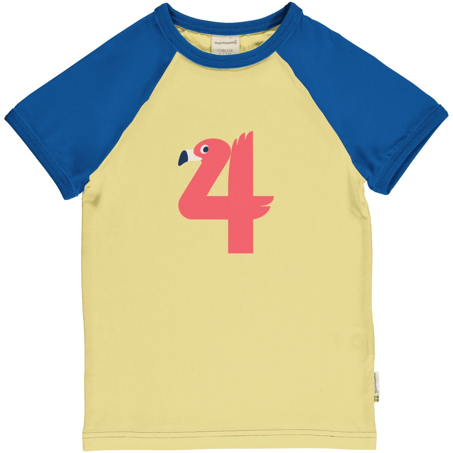 Maxomorra T-shirt meisje met cijfer 4 in dierenprint van biologisch katoen