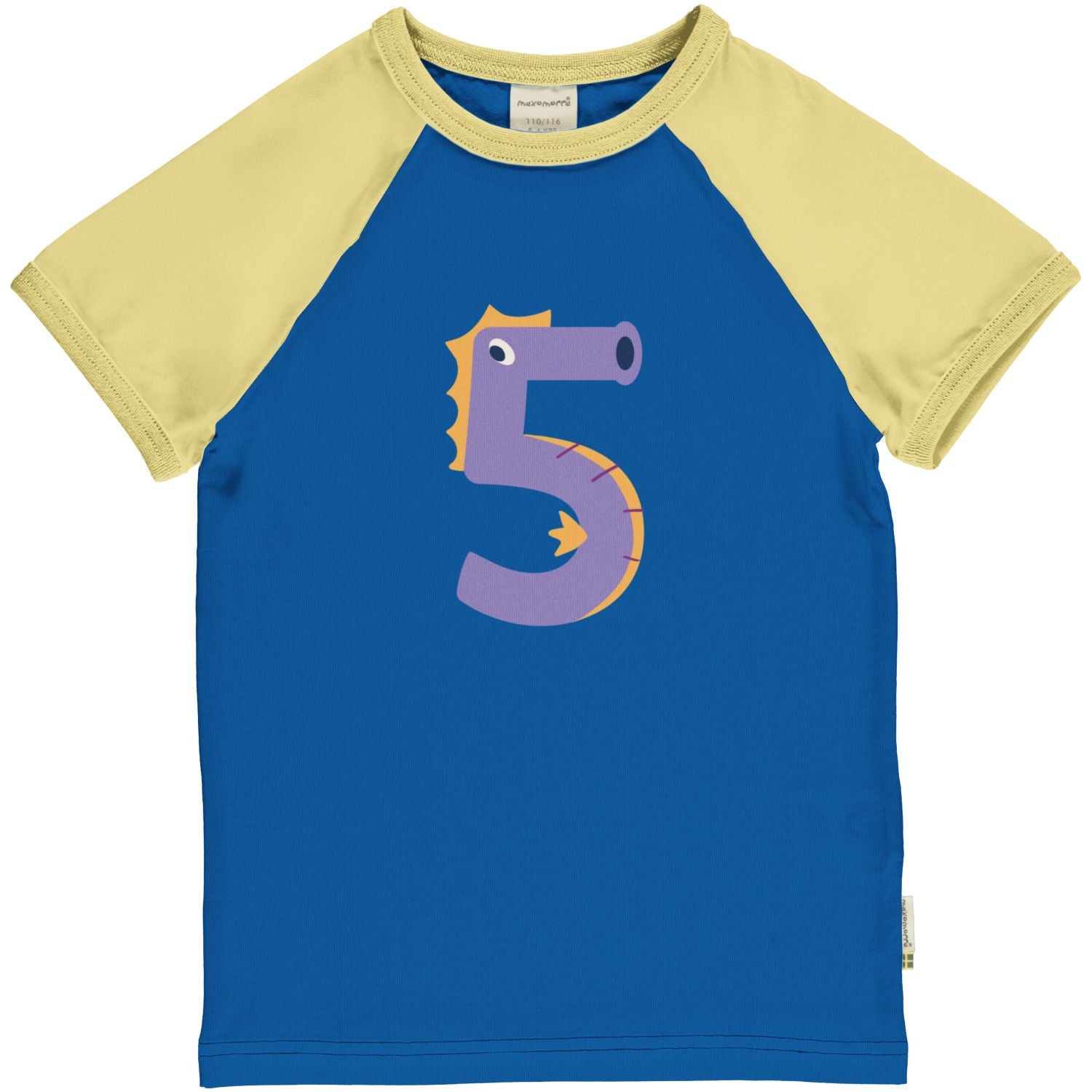 Maxomorra T-shirt meisje met cijfer 5 in dierenprint van biologisch katoen