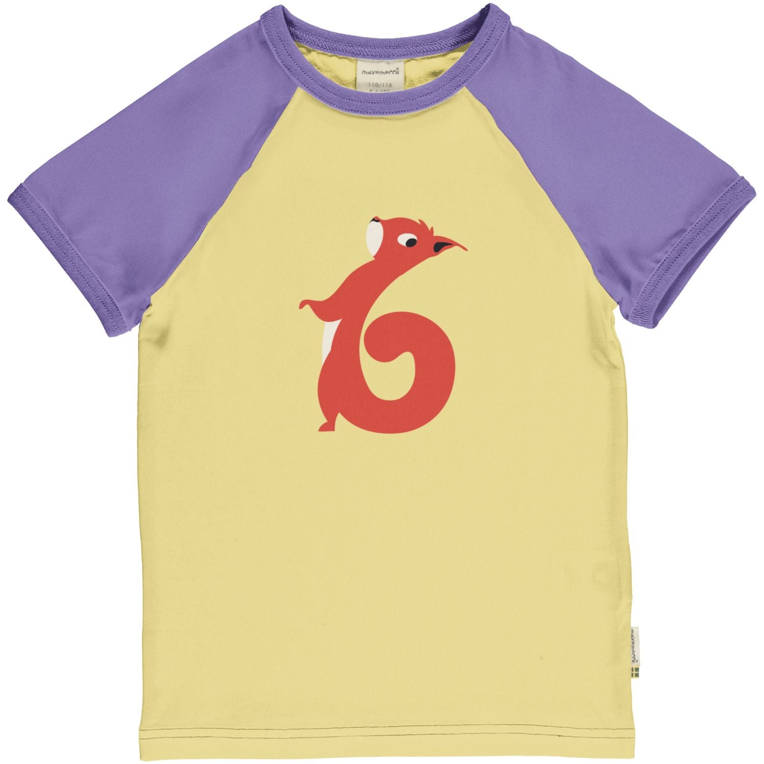 Maxomorra T-shirt meisje met cijfer 6 in dierenprint van biologisch katoen
