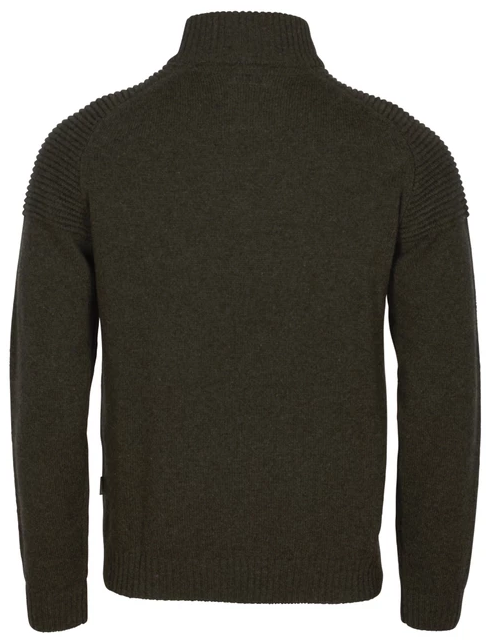 Värnamo T-neck Sweater 100% wol – Men – Dark Green - Pinewood