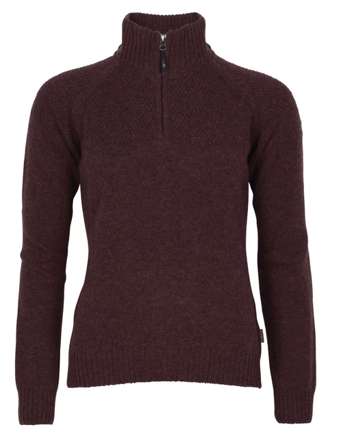 Värnamo T-neck Sweater 100% wol - Women - Earth Plum - Pinewood