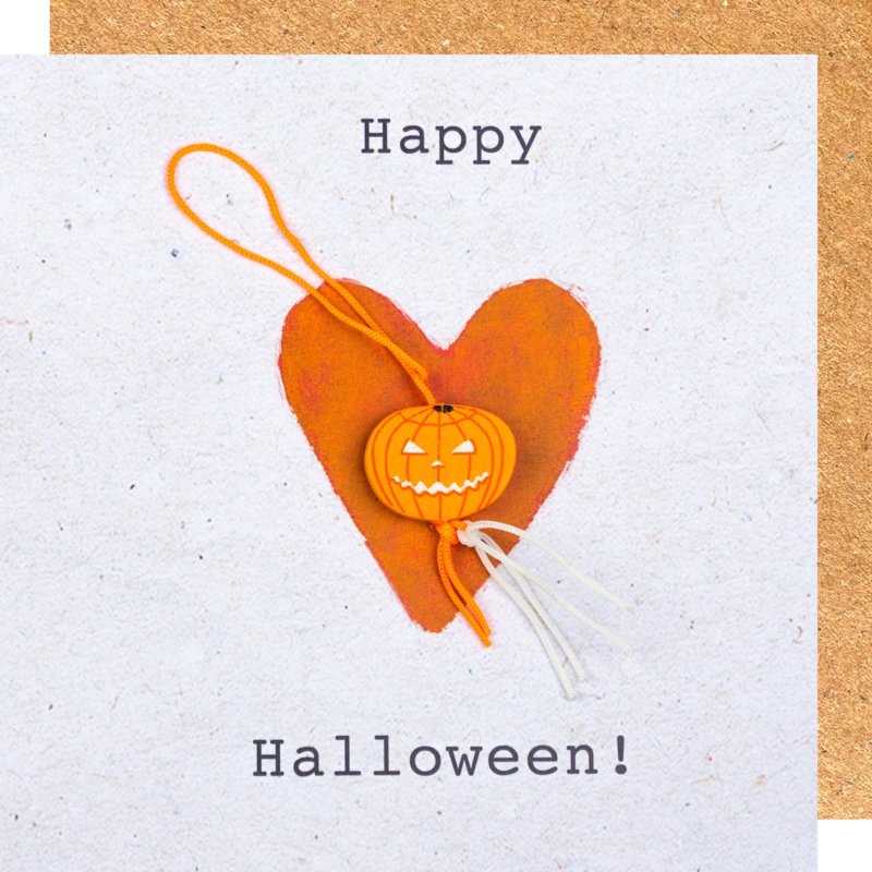 Kaart “Happy Halloween” met geluks Pumpkin – Sidedish
