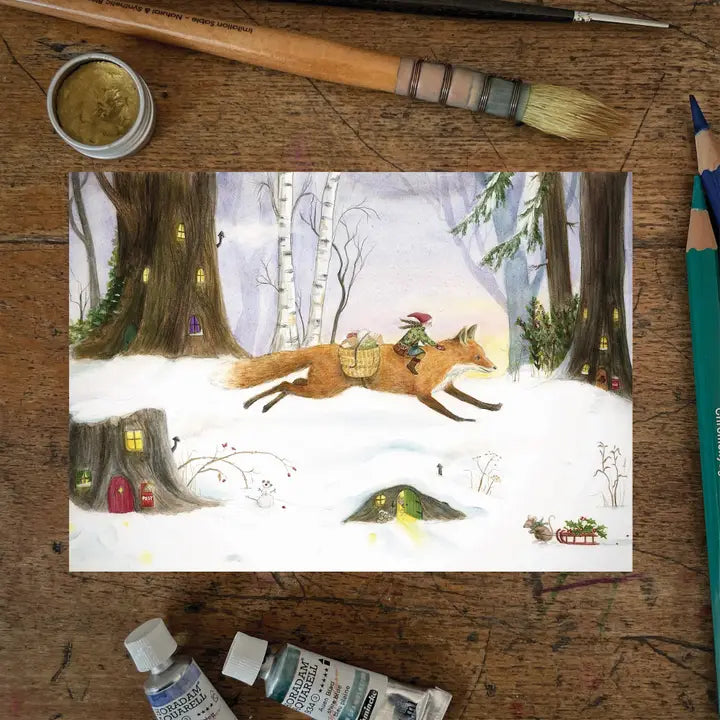 Ansichtkaart Kerst post / Christmas post – Mhairi Hellbrandt Illustrations