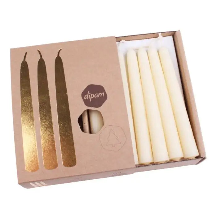 Kerstboomkaarsjes Bijenwas Ivoor – Dipam