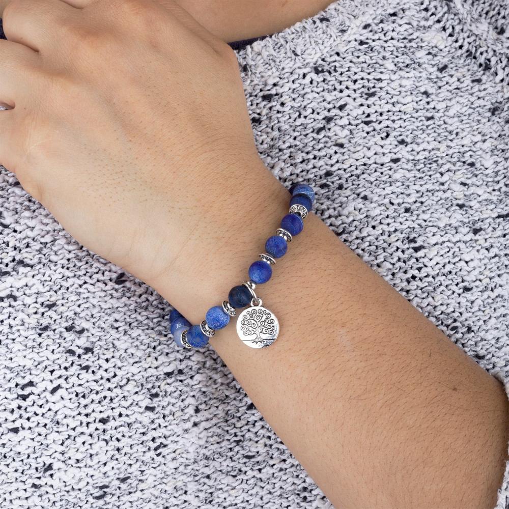 Mala armband blauwe agaat met Tree of Life bedel  – Bodynova