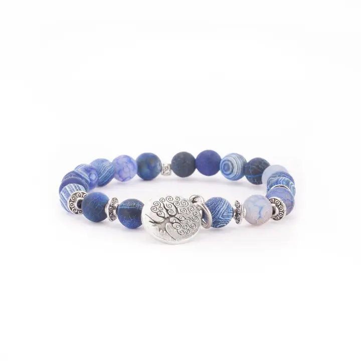 Mala armband blauwe agaat met Tree of Life bedel  – Bodynova